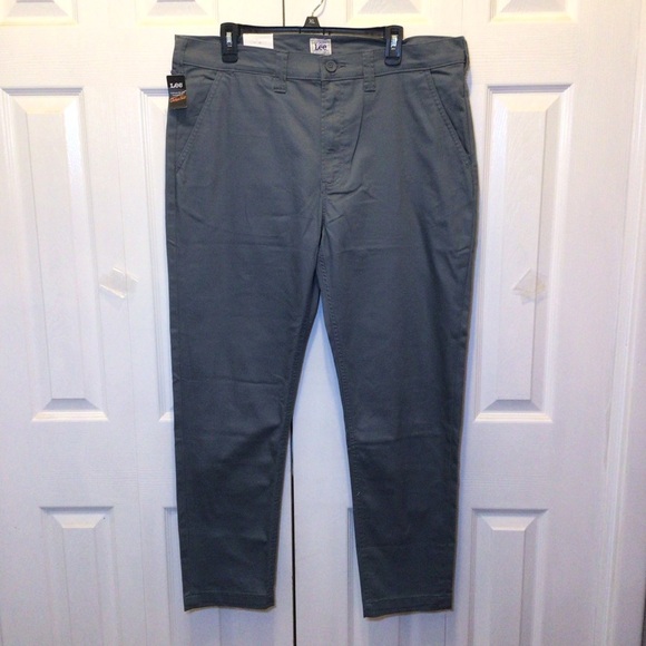 Lee Workwear Men’s Chetopa Twill Dark Gray Regular Taper Leg Pants Size 36 - Picture 1 of 8
